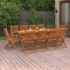 vidaXL Solid Acacia Wood Garden Dining Set 11 Piece Outdoor Terrace Backyard Patio Furniture Dining Dinner Table and Chair Seating Seat