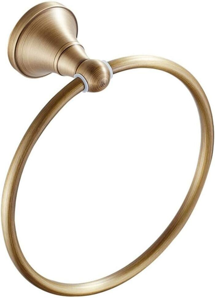 RAKUTE Brass Round European Antique Brushed Gold Round Towel Ring, Towel Rack, Hand Towel Holder Bathroom Ring