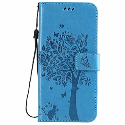 Thoankj Samsung A34 5G Phone Case, PU Leather Flip Notebook Wallet Cover Embossed Cat Tree with Magnetic Stand Card Holder Slot Folio Soft TPU Bu