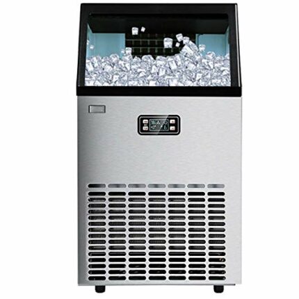JFJL Commercial Ice Maker Machine, 120Lbs/24H Stainless Steel Ice Cube Machine with 33LBS Ice Storage Capacity, Free-Standing Ice Maker Machine I