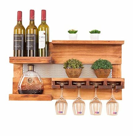 EYLINK Wine Racks,Wall Holder | Loft Wall Shelf Storage Rack Wall-Mounted | Wine Bottle Holder | Hanging Wine Glass Holder | Cube Wine Cabinet Vi