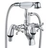 Victorian Bath Taps with Shower,Luckyhome Traditional 1/4 Turn Dual Lever Bathroom Tub Tap Mixer,Chrome