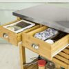 DINGZZ Kitchen Serving Storage Trolley Cart with Stainless Steel Worktop Solid and Practical Trolley