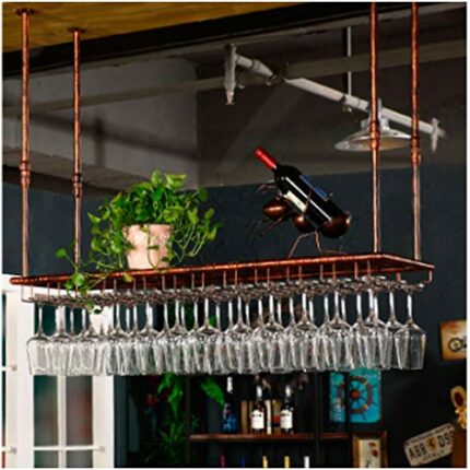Bar Wine Rack Metal Iron Wine Rack Stylish Simplicity Ceiling Wine Rack Bar Special Goblet Rack Creative Display Stand Vintage Style Wine Rack Ad