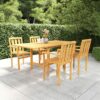 vidaXL Solid Teak Wood Garden Dining Set 5 Piece Furniture Table and Chair Outdoor Garden Patio Wooden Dinner Breakfast Chair Desk