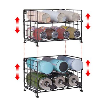 X-cosrack Adjustable Water Bottle Organizer,4-Tier Wall-Mounted Water Bottle Holder, Stackable Water Bottle Storage Rack for Kitchen Countertops,