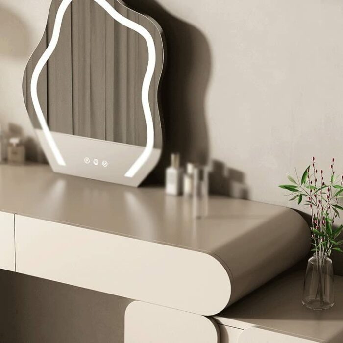 n/a Dressing Table with Stool and LED Extension 6 Drawer Bedroom Furniture Vanity Table