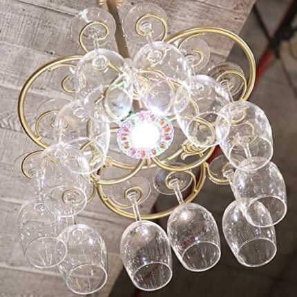 PIBM Upside down Multi-Layer Wine Rack Adjustable Height Decorative Hanging Red Wine Glass Holder Home J1029 *25Cm(H), Gold , 48cm(L)*25cm(H)