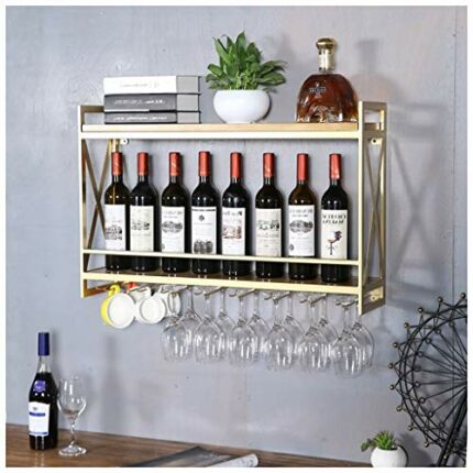 Stylish Simplicity Industrial Wall-Mounted Wine Racks Iron Metal Stylish Simplicity Wine Bottle Racks and Wine Racks Solid Wood Home and Kitchen