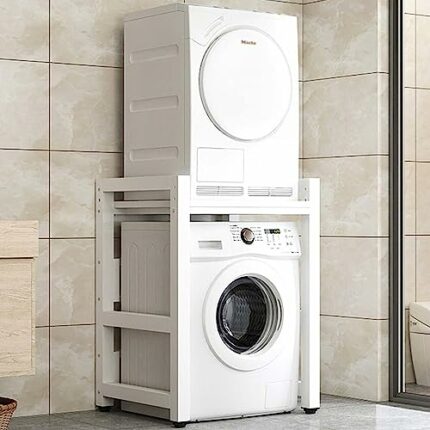 DRUXTO Dryer Washing Machine Shelf Rack, Over Washer Machine Storage Unit, Stacking Kit, Washing Machine Storage Shelf for Bathroom Kitchen Balco