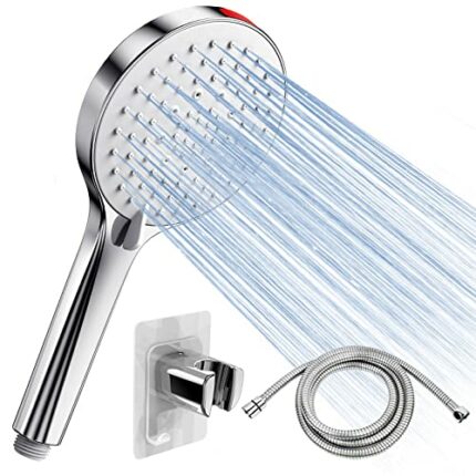 Shower Head and Hose 1.6M - SREWOHS High Pressure Shower Hose and Head Set Pressure Booster Shower Heads for Low Pressure Universal Large Shower
