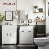 VASAGLE BBK122W01 Mirrored Cabinet, Bathroom Cabinet with Height-Adjustable Shelves, Door and Top Panel with High-Gloss Surface, Bathroom, 54 x 1