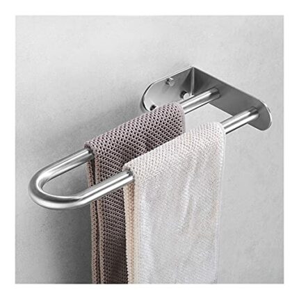 HIGOH Towel Rack Towel Bar Towel Holder, Stainless Steel Doubel Towel Bar Holder, Bathroom Towel Rack Hanging Holder, Wall Mounted Toilet Clothes