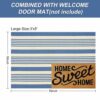 Blue Striped Outdoor Rug, 3'x5' Cotton Hand-Woven Reversible Area Rug Fall Front Porch Rug Washable Front Door Mat Welcome Layered Halloween Door