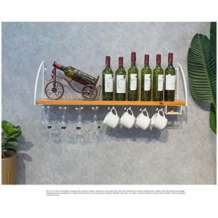 Stylish Simplicity Industrial Metal Wall-Mounted Wine Glass Holder Vintage Wrought Iron Solid Wood Stylish Simplicity Home High Glass Holder Brac