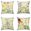 Artscope Set of 4 Decorative Cushion Covers 45x45cm, Tropical Plants Waterproof Throw Pillow Covers, Perfect to Outdoor Patio Garden Bench Living