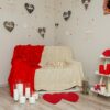 AnyDesign Valentine's Day Doormat Double Heart Design Decorative Entrance Mat Red Chenille Welcome Mat Non Slip Washable Floor Mats for Indoor Ou