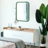 AOAOPQ 45x65 cm Green Wall Bathroom Mirror Horizontal Vertical for Vanity Rectangle Large Bathroom Mirror Vanity Mirror Anti Rust Hangs Horizonta