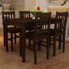 WALNUT Wooden kitchen Bar Tables and Chairs Set Dining Room Table Set for 4 Brown