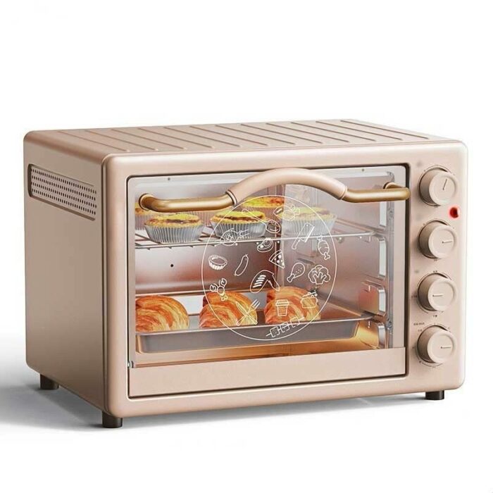 KKYKP Electric Oven New Household Multi-functional Small Capacity Mini Oven Independent Temperature Control Electric Baking Oven (Color : Pink, S