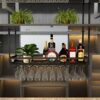 Ceiling Mounted Wine Bottle Holder Hanging Single Layer Industrial Hanging Wine Glass Holder Adjustable Height Home Ceiling Decoration Shelf for