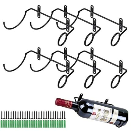 Pyatofyy 6Pcs Iron Wine Display Cabinets, Left Style Metal Wine & Champagne Holder for Bar and Kitchen Cabinets, with Mounting Screws Included