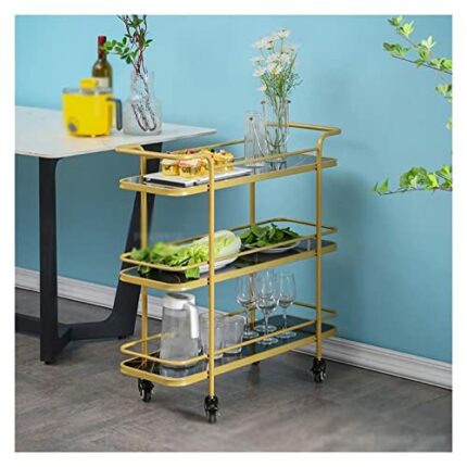 EYHLKM Multi-layer Kitchen Trolley Storage Trolley Storage Rack Rack Three-tier Trolley Home Home (Color : A, Size : 80cm*78cm)
