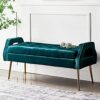 Bedroom Bench Velvet Upholstered Bench Seat,Luxurious End Of Bed Bench With Golden Legs,Comfybench Multifunction,Green,100X46X55Cm