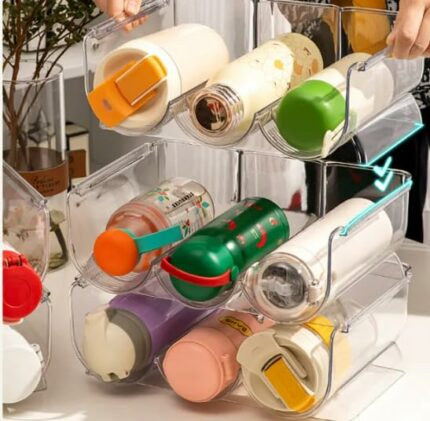 CLVR THNGZ - 3 Pack Water Bottle Storage Holder - Stackable Wine Rack - Drink Organizer Shelf for Kitchen Countertops, Cabinets, Pantry, Fridge -