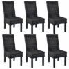vidaXL 6x Dining Chair Kubu Rattan and Mango Wood Black Kitchen Furniture Seat