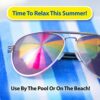 VFM - Blue Folding Sun Lounger Brightly Coloured Waterproof Portable Lightweight Summer Holiday Beach Back Support Fold Up Mat With Built In Shou