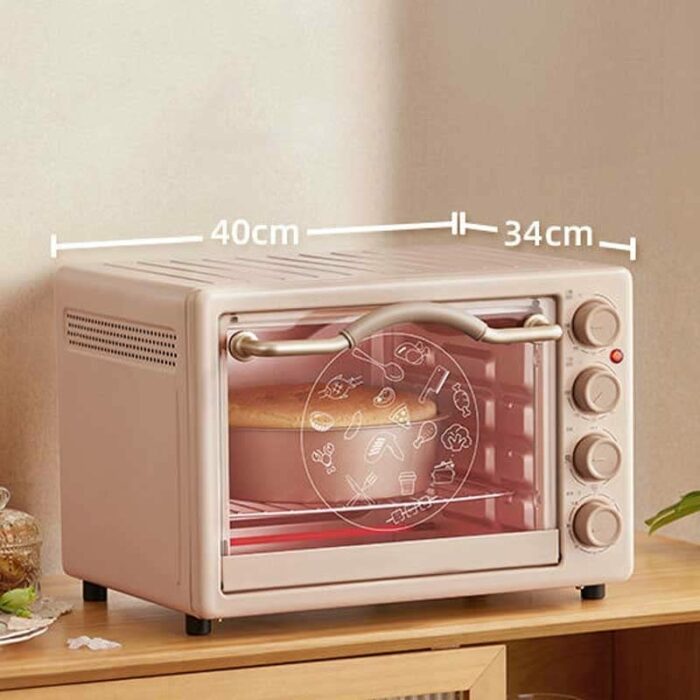 KKYKP Electric Oven New Household Multi-functional Small Capacity Mini Oven Independent Temperature Control Electric Baking Oven (Color : Pink, S