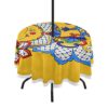 xigua Mandala Round Tablecloth with Umbrella Hole and Zipper Outdoor Tablecloth Spill-Proof Polyester Table Cover for Kitchen Patio Garden Party