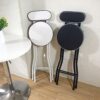 Portable Folding Stool, Folding Bar Stool With Back Support & Footrest, With Padded Seat, White/Black, For Adults Kitchen Island Outdoor,Black,65