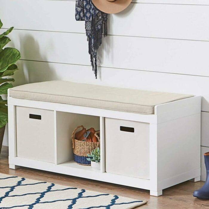 SDFGH 3-Cube Storage Bench Shoe Cabinets Can Sit Shoe Rack Sitting To Change Shoes Convenient and Quick (Color : Argento, Size : Light Grey)