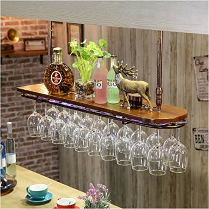 Ceiling Wine Racks Home Goblet Racks Vintage Wrought Iron Wine Racks Multi-Function Wine Racks - Restaurant Kitchen Bar Storage Racks with Adjust