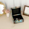 SUMNACON Wooden + PU Leather Storage Box Jewelry Chest, Decorative Trinket Box Keepsakes Chest with Handle, Treasure Box Organizer for Gift (Gree