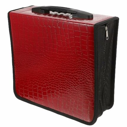 Healifty CD DVD Media Storage Case Large 400-Capacity PU Leather Bag Wallet Allbum Holder Pouch for Car Home Office Travel Red