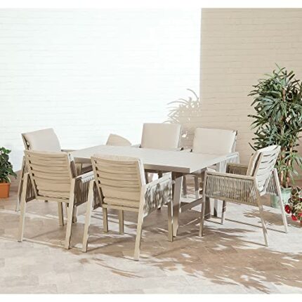 Suntime Hopetown Outdoor Dining Collection 7pcs Aluminium Garden Rope Set