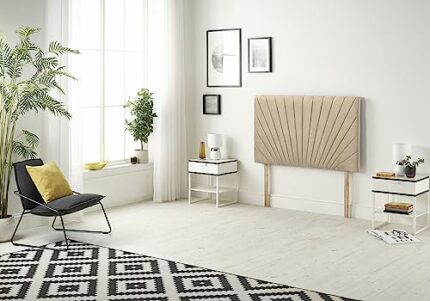 Somnior Beds Bed Centre Platinum Small Single 82cm Plush Beige Headboard With Wooden Struts