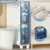 Bathroom Floor Cabinet Narrow Tall Slim Storage Tower, Sturdy Frame Narrow Toilet Paper Storage Cabinet with Clear Drawers and Casters for Small