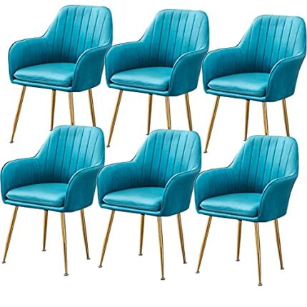 dining chair Kitchen Dining Room Furniture Chairs Kitchen Dining Chair Set Of 6 Living Room Armchair with Metal Legs Velvet Seat and Backrests fo