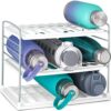 YouCopia UpSpace Adjustable Water Bottle Organiser for Kitchen Cupboard and Pantry Storage, Tumblers and Wine Bottle Holder, 3-Shelf, White