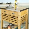 DINGZZ Kitchen Serving Storage Trolley Cart with Stainless Steel Worktop Solid and Practical Trolley