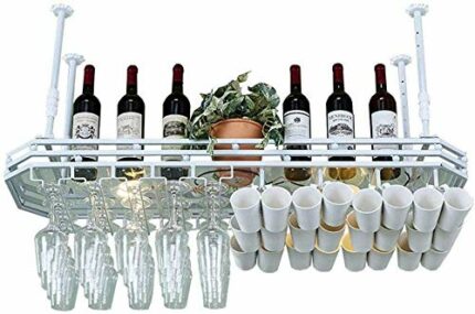EYLINK Wine Racks,Wine Lovers/Ceiling Wine Rack Height Adjustable Hanging Wine Glass Rack Bar Creative Wine Rack Upside down Goblet Rack Ceiling