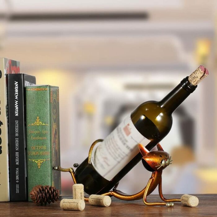 LHLLHL Wine Rack Metal Figurines Animal Craft Gift Wine Rack Office Home Decor Accessories
