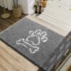 AROGAN Doormat Dog Chenille Doormats Indoor Entrance Grey, Pet Indoor Door Mats Washable for Mud Entry Indoor Busy Area Dogs Muddy Pawprints 30x4