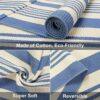 Blue Striped Outdoor Rug, 3'x5' Cotton Hand-Woven Reversible Area Rug Fall Front Porch Rug Washable Front Door Mat Welcome Layered Halloween Door
