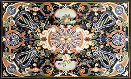 Gifts And Artefacts 36 x 60 Inches Rectangle Shape Black Marble Dining Table Top for Home Furniture Decor Marquetry Art Conference Table