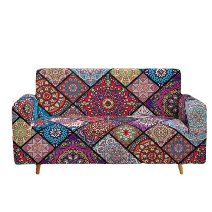 Morbuy Stretch Sofa Covers 2 seater, Non Slip Mandala Printed Couch Covers Sofa Slipcovers, Washable Furniture Protector Sofa Cover with 1 Sticky